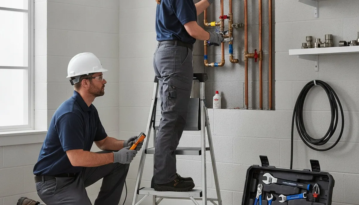 Portland, OR plumber repairing a home pipe for fast plumbing repair service