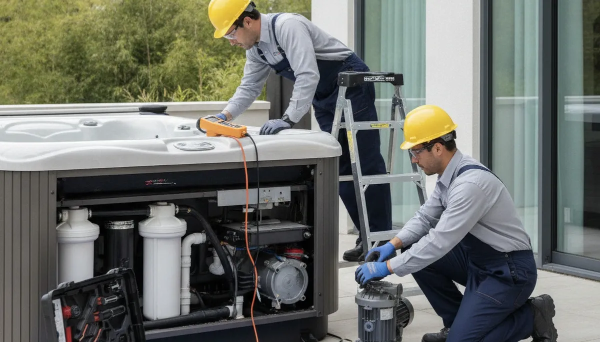 Portland, OR plumber repairing spa equipment for same-day home spa service