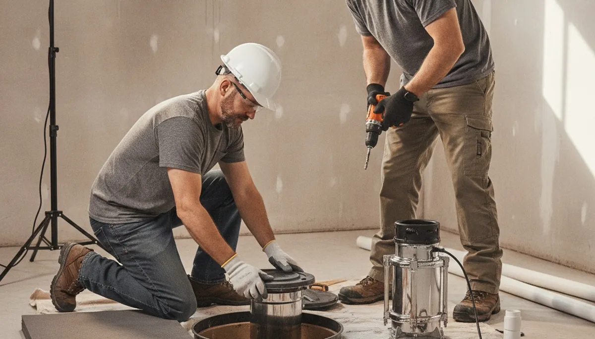 Sump pump installation in Portland, OR by On Call Plumbers to protect wet basements from flooding